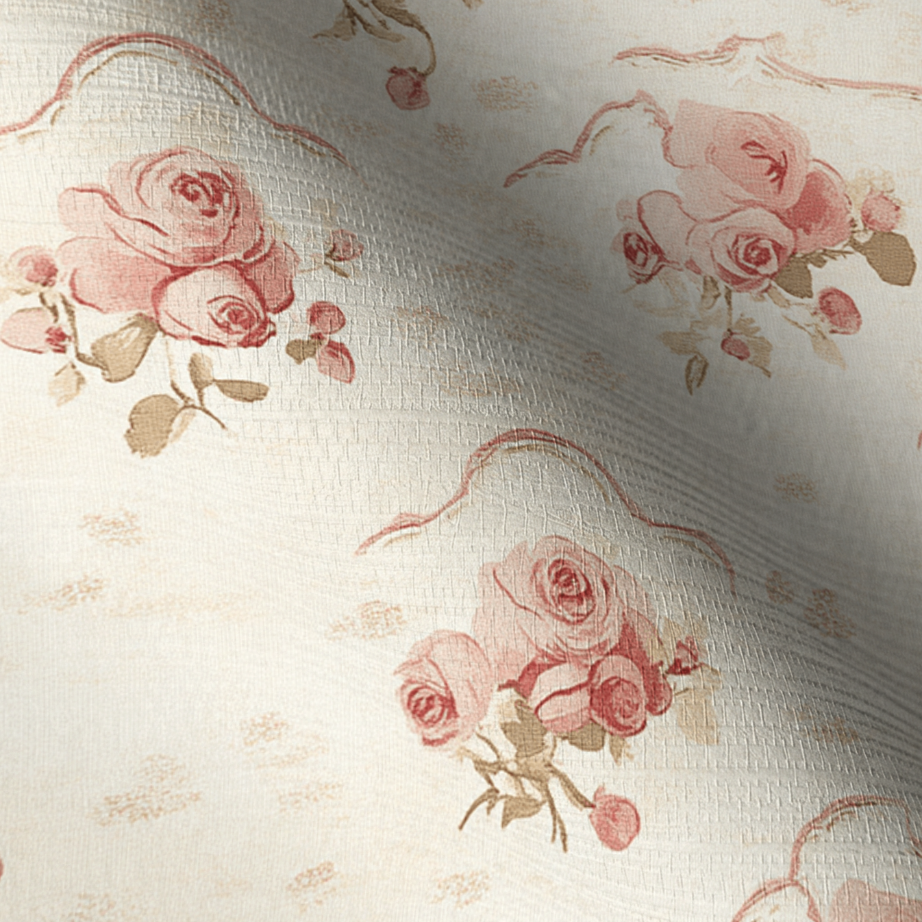 Floral Cameo Faux Grasscloth Wallpaper