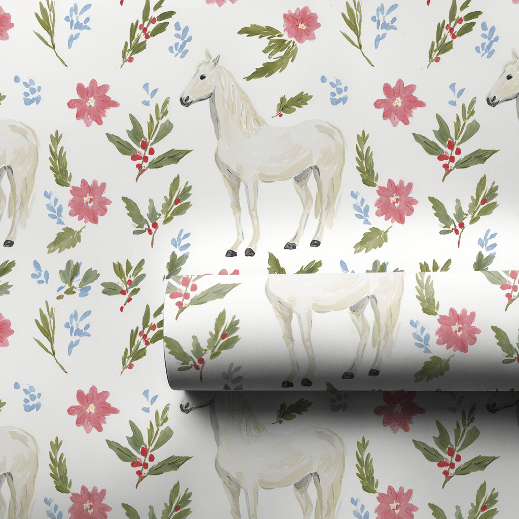 Floral Horse - Wrapping Paper - Lemon Park