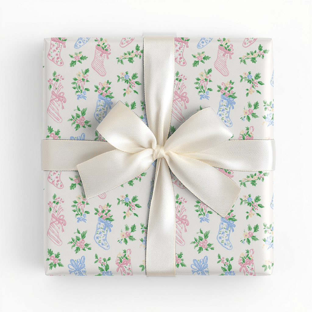 Floral Stockings - Wrapping Paper - Lemon Park