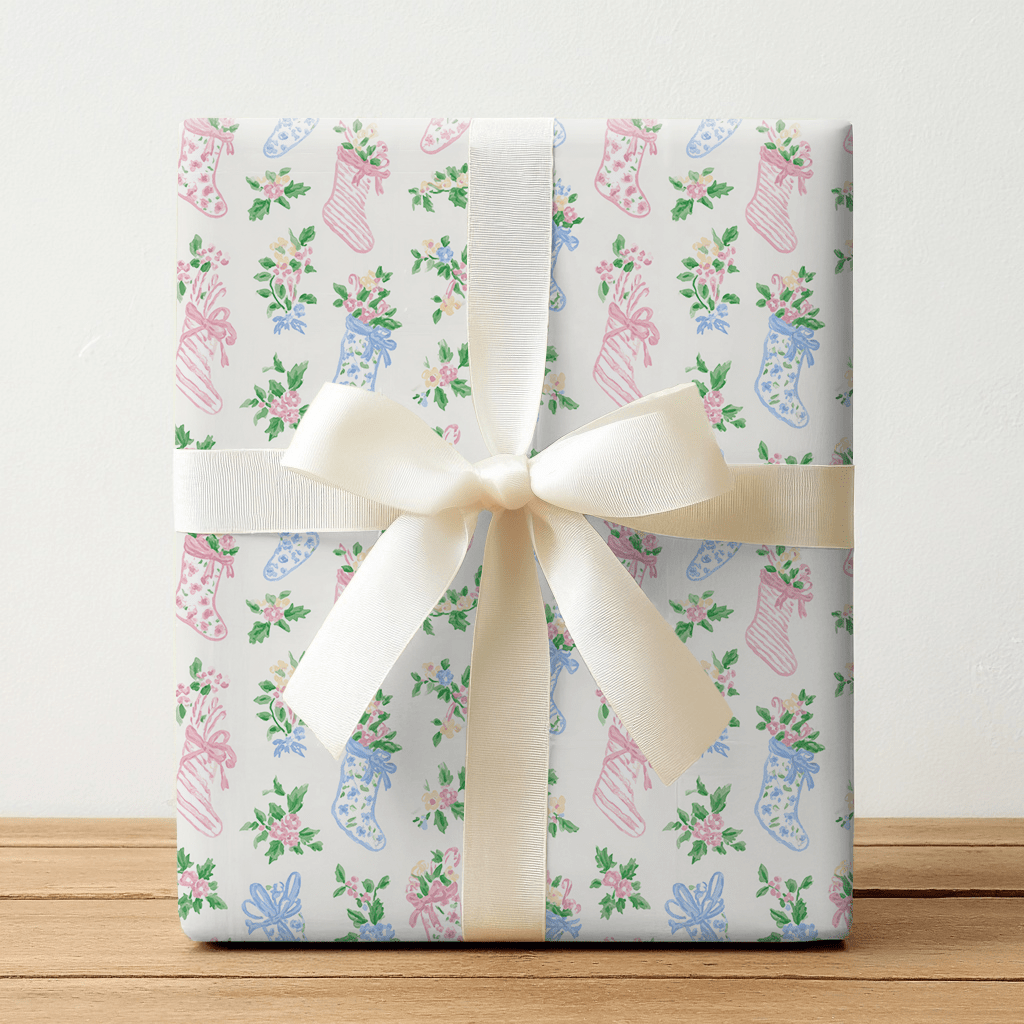 Floral Stockings - Wrapping Paper - Lemon Park