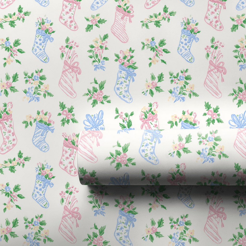 Floral Stockings - Wrapping Paper - Lemon Park