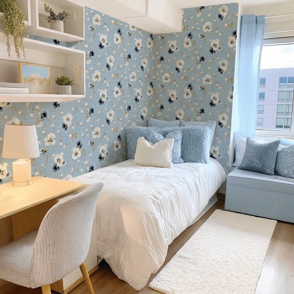 Flower Pearls Faux Grasscloth Wallpaper - Lemon Park