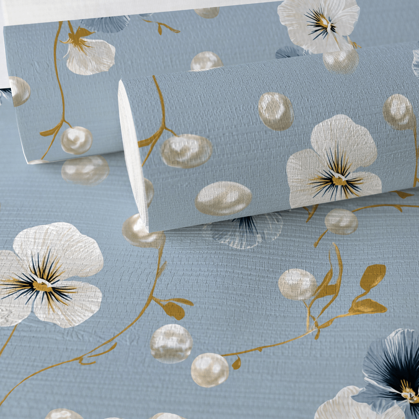 Flower Pearls Faux Grasscloth Wallpaper - Lemon Park