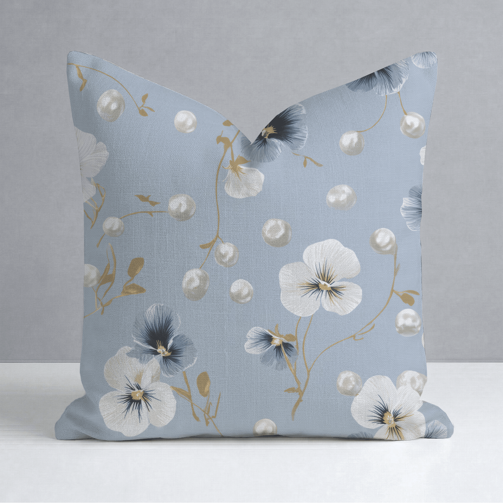 Flower Pearls Throw Pillow - Lemon Park