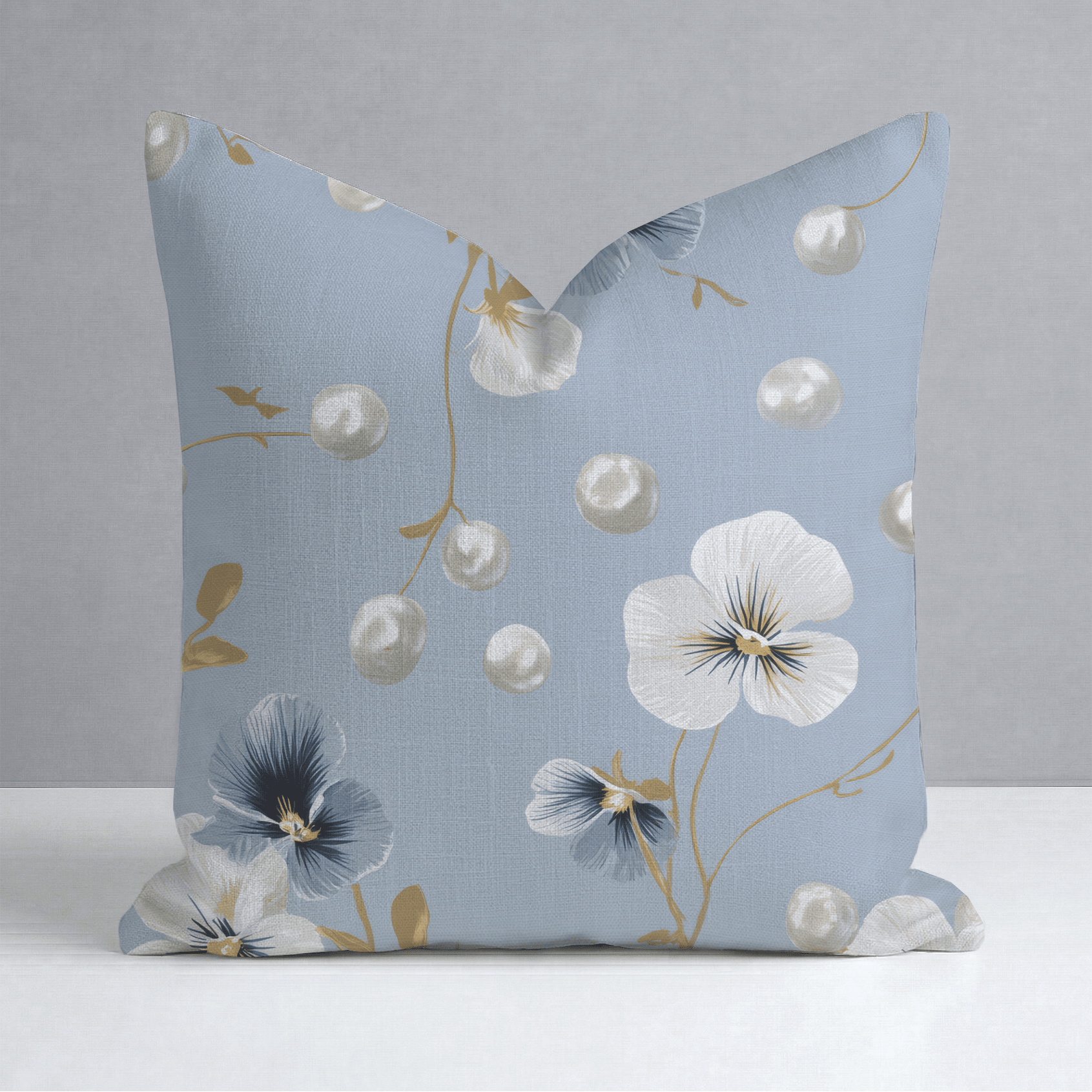 Flower Pearls Throw Pillow - Lemon Park