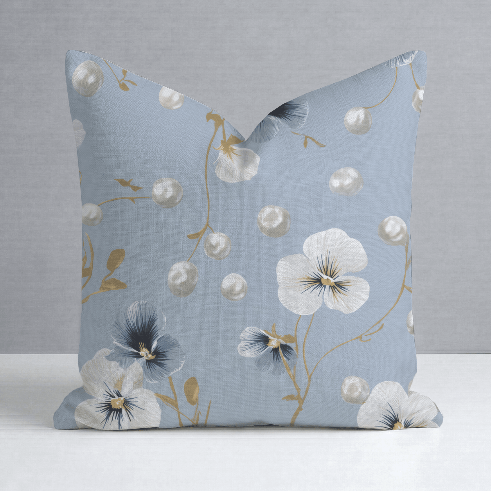 Flower Pearls Throw Pillow - Lemon Park