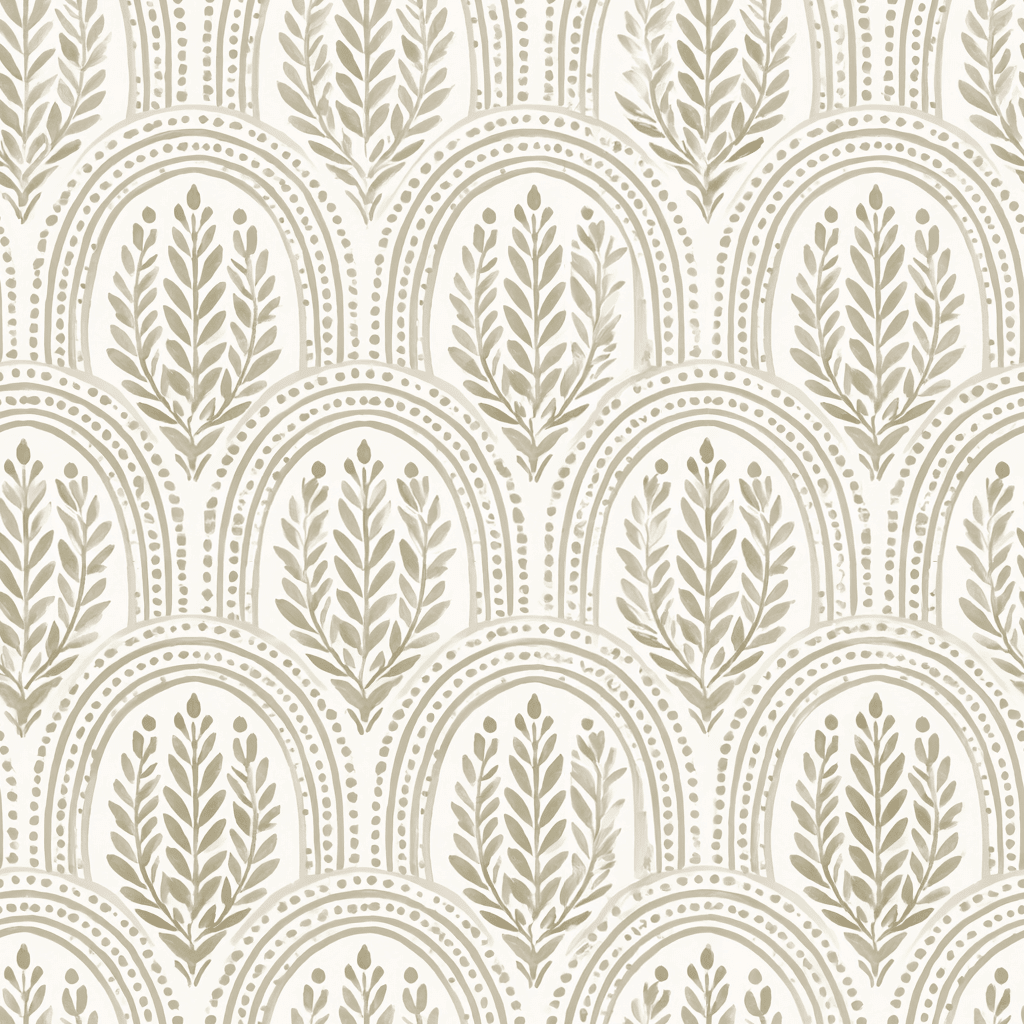 Fog & Found Arched Leaf Wallpaper - Lemon Park