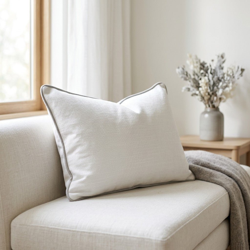 Fog & Found Cream Throw Pillow - Lemon Park