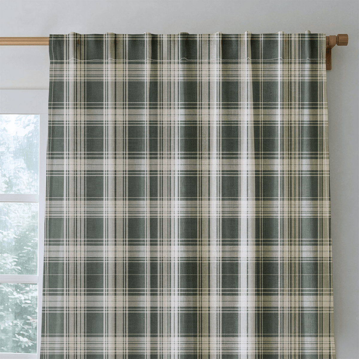 Fog & Found Forest Plaid - Drapery - Lemon Park
