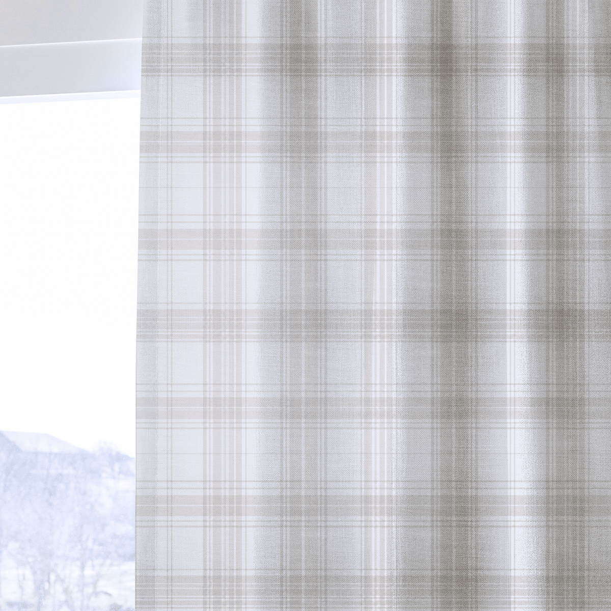 Fog & Found Linen Plaid - Drapery - Lemon Park