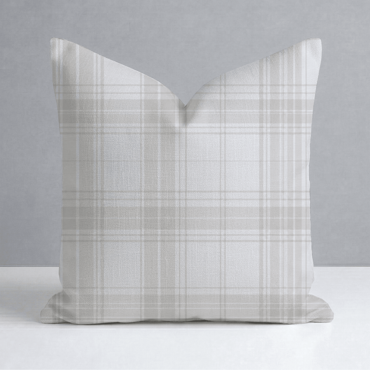 Fog & Found Linen Plaid Throw Pillow - Lemon Park