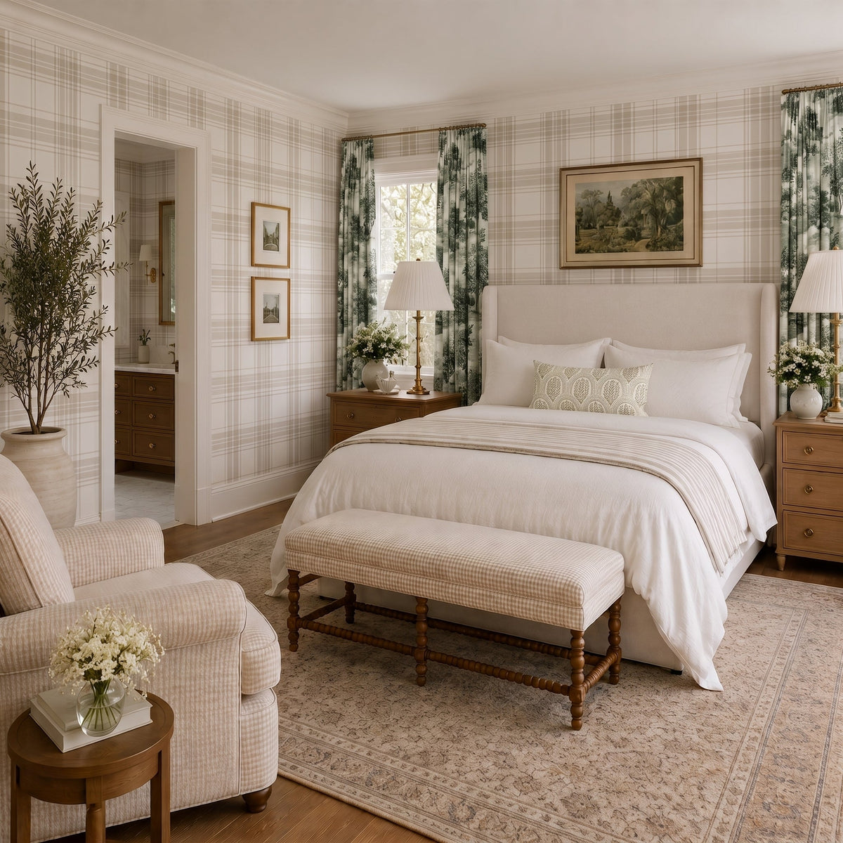 Fog & Found Linen Plaid Wallpaper - Lemon Park