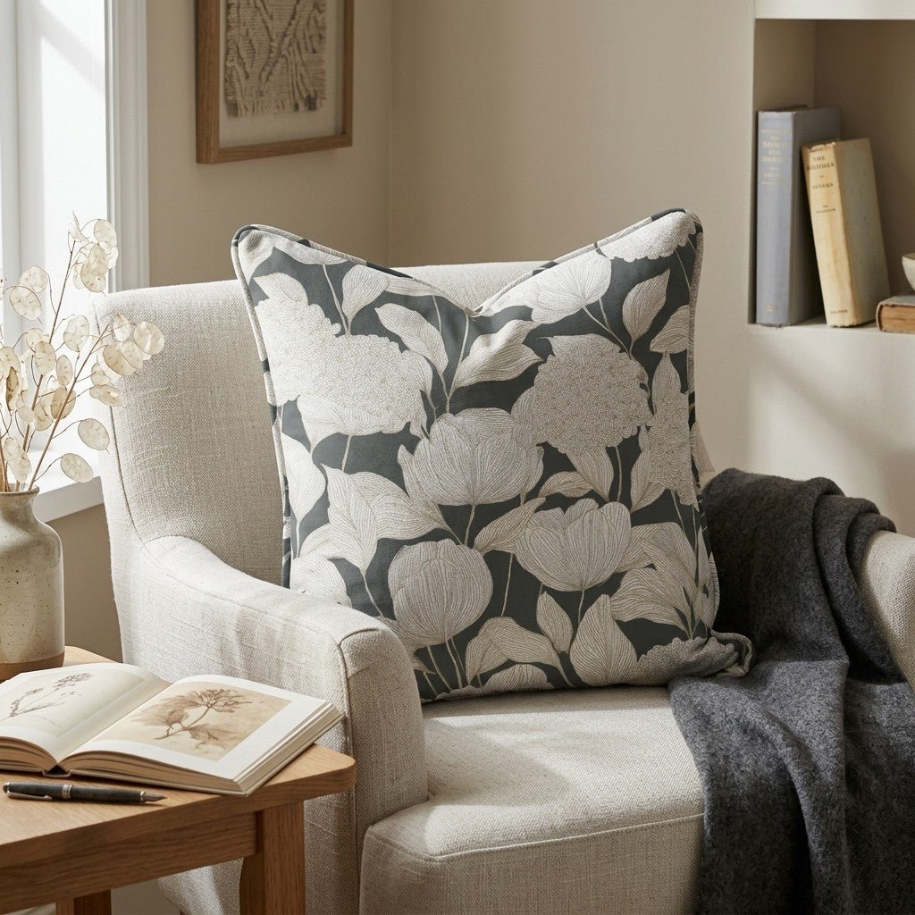 Folklore Cabins Throw Pillow - Lemon Park