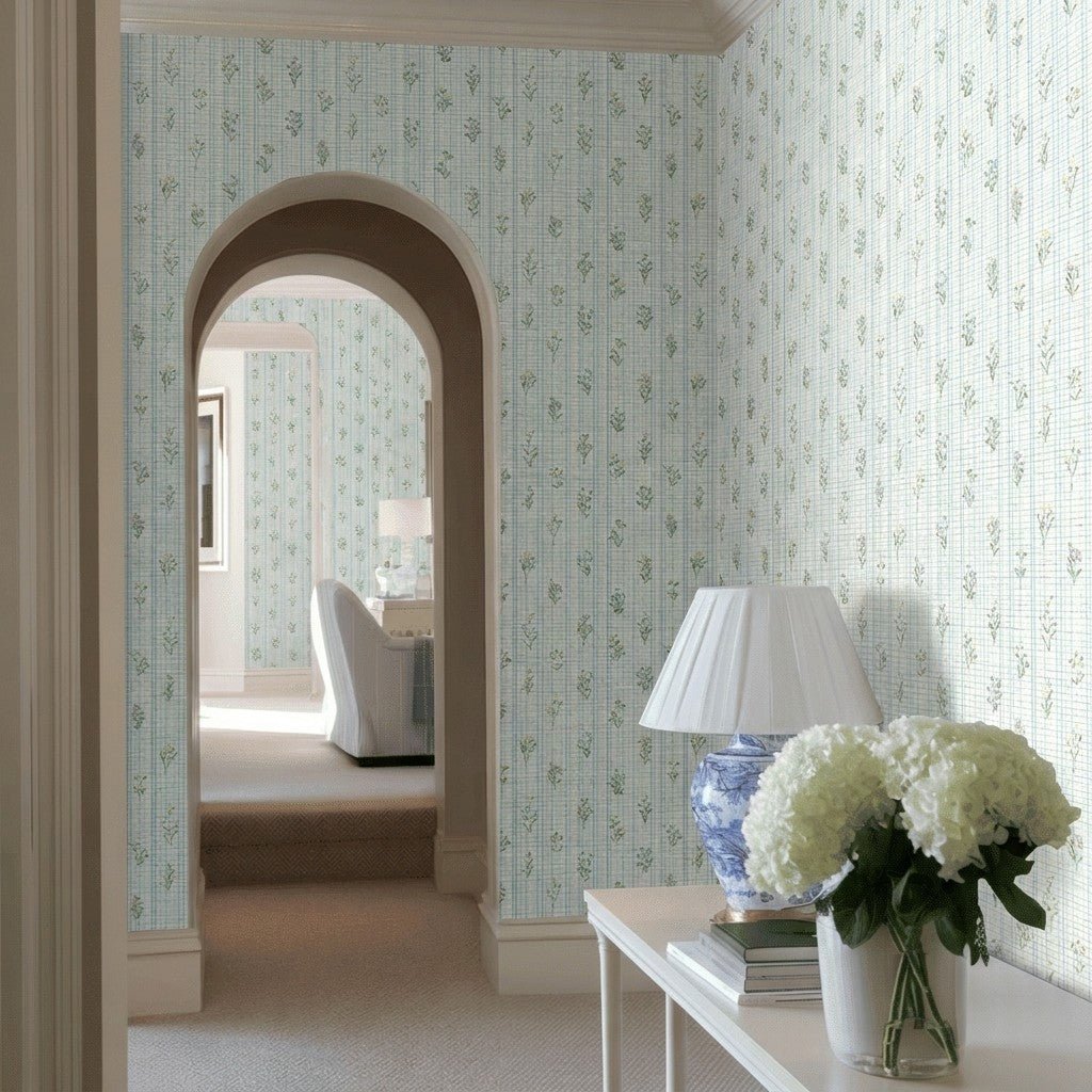 Front Row Floral Faux Grasscloth Wallpaper - Lemon Park