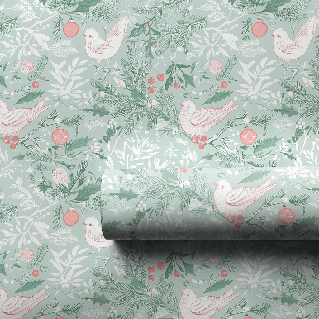 Frosted Flock - Wrapping Paper - Lemon Park