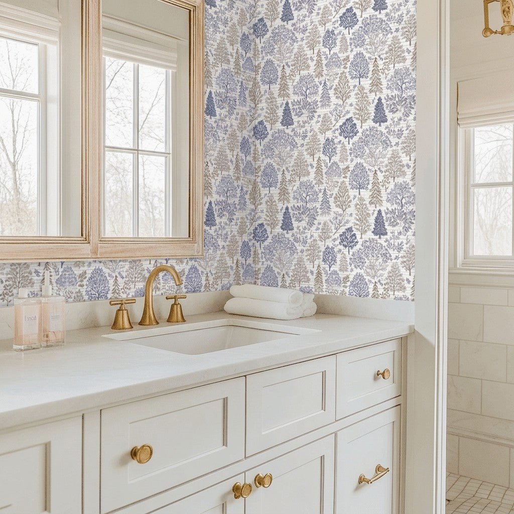Frosted Forest Faux Grasscloth Wallpaper - Lemon Park