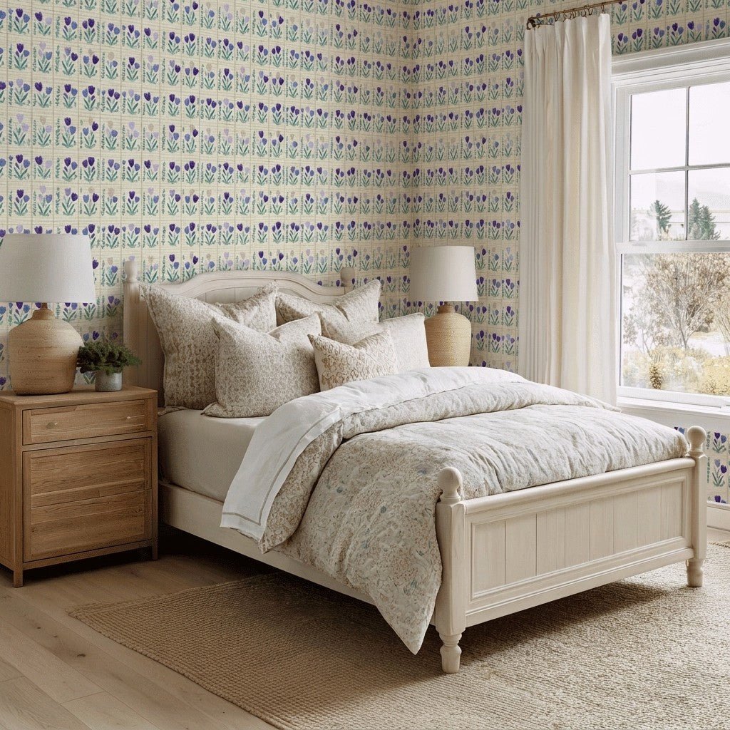 Garden Panel Faux Grasscloth Wallpaper - Lemon Park
