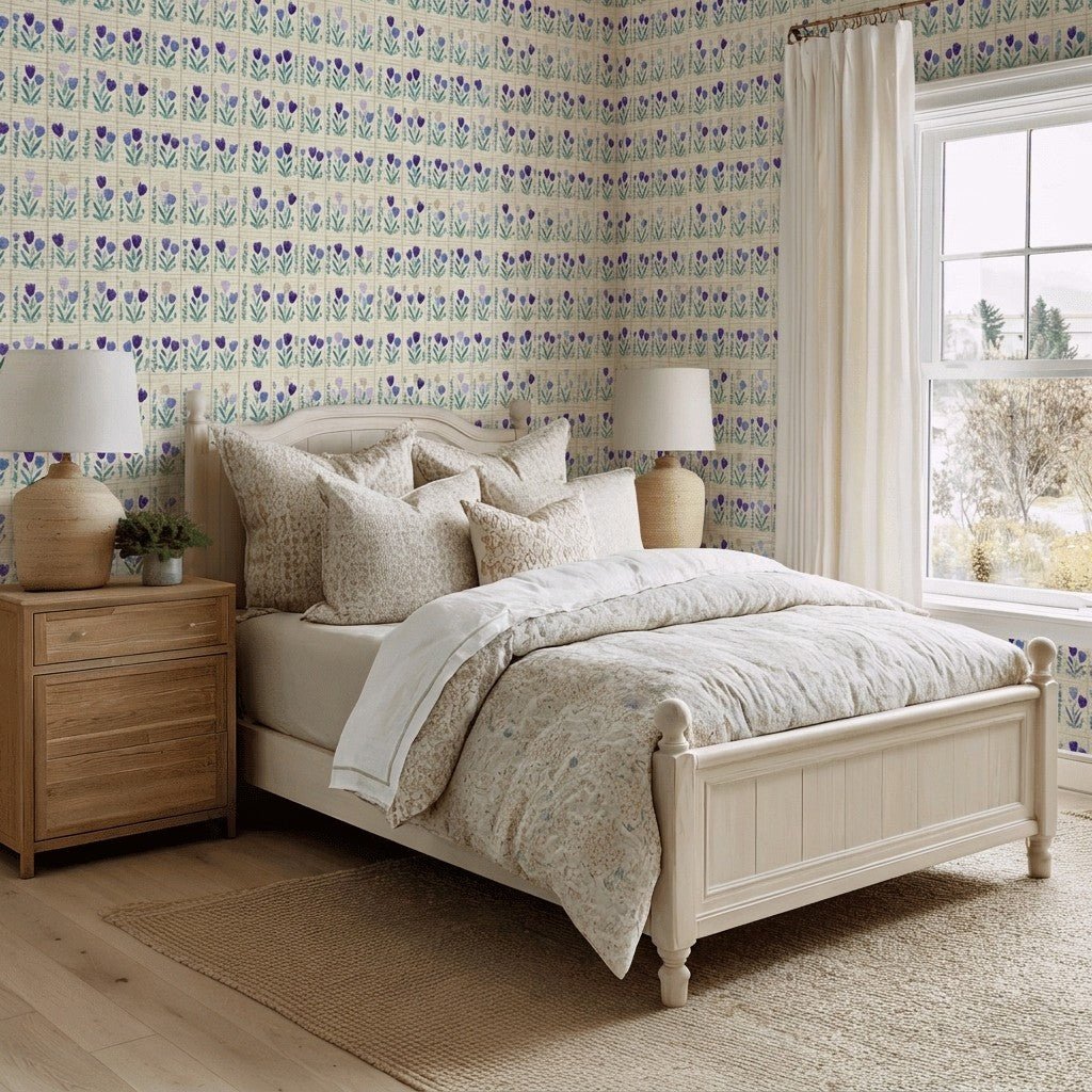 Garden Panel Faux Grasscloth Wallpaper - Lemon Park
