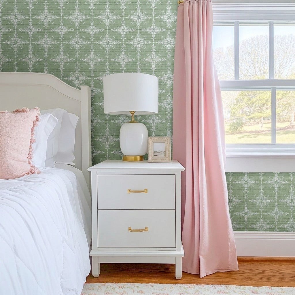 Garden Villa Faux Grasscloth Wallpaper - Lemon Park