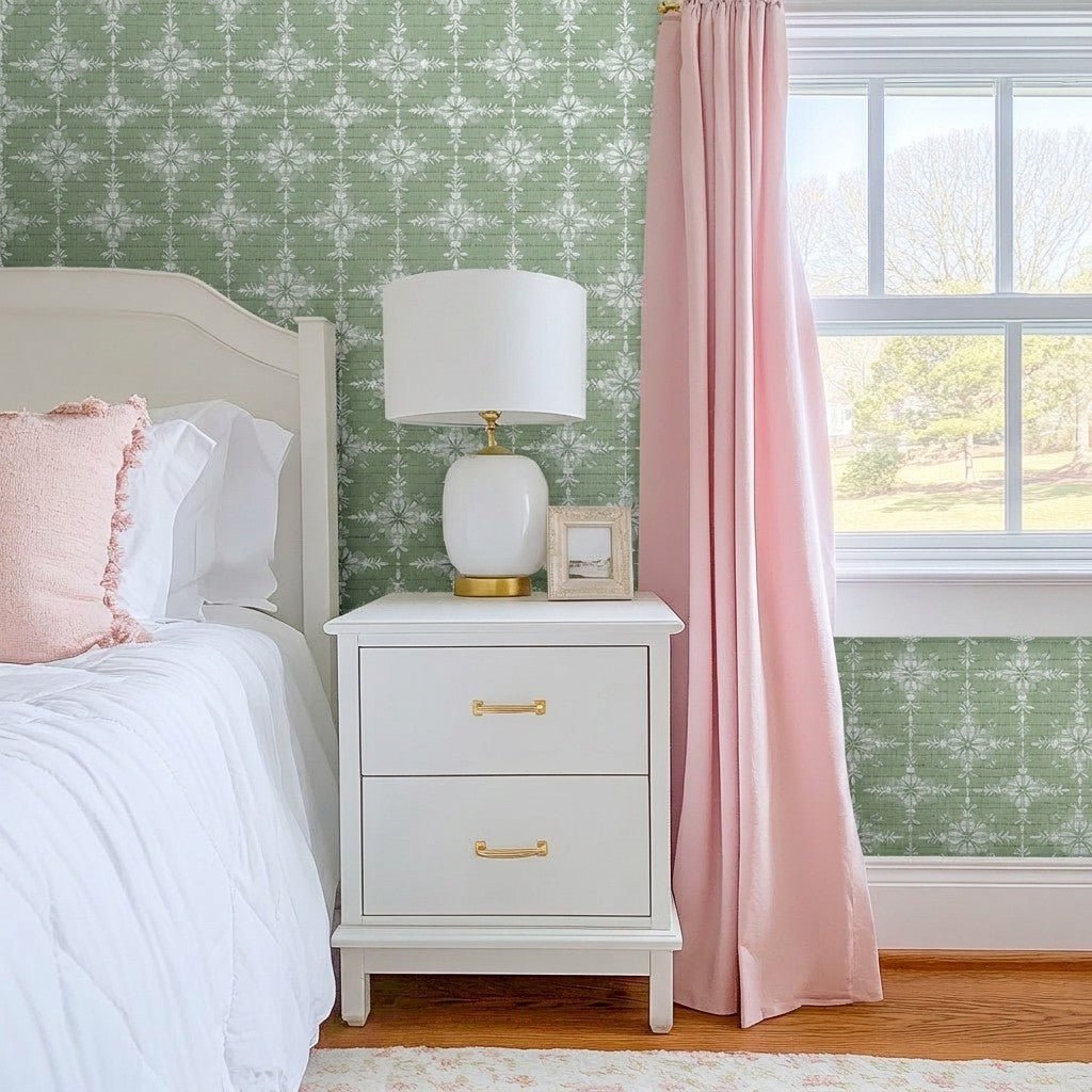 Garden Villa Faux Grasscloth Wallpaper - Lemon Park