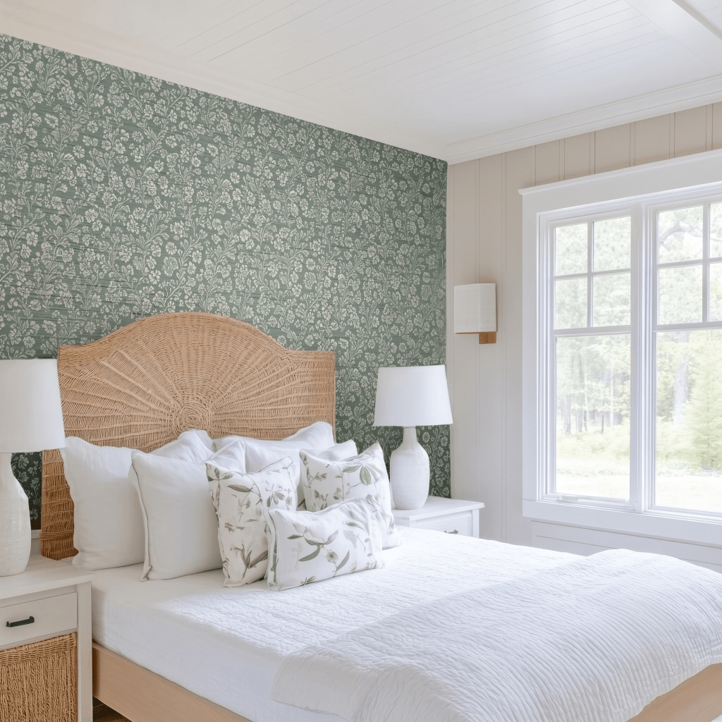 Garden Whispers Faux Grasscloth Wallpaper - Lemon Park