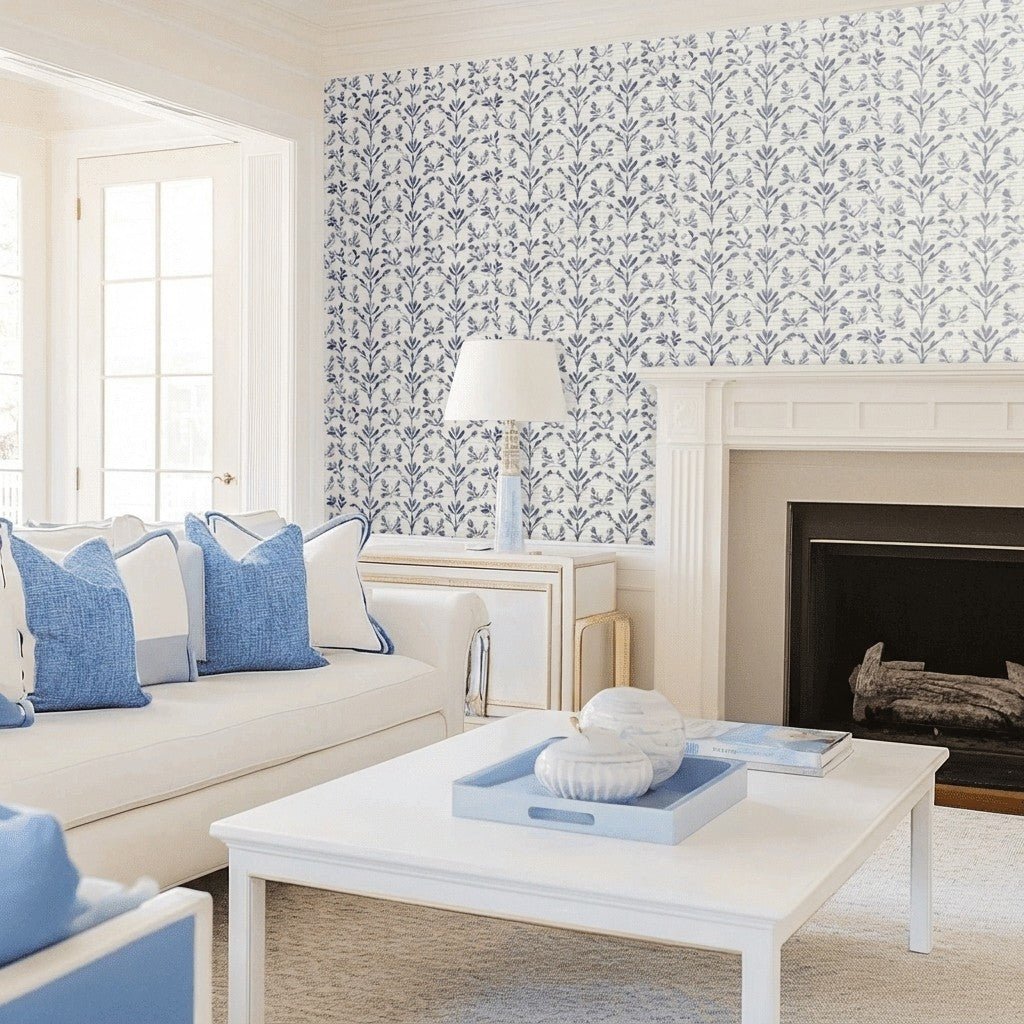 Genevieve Faux Grasscloth Wallpaper - Lemon Park