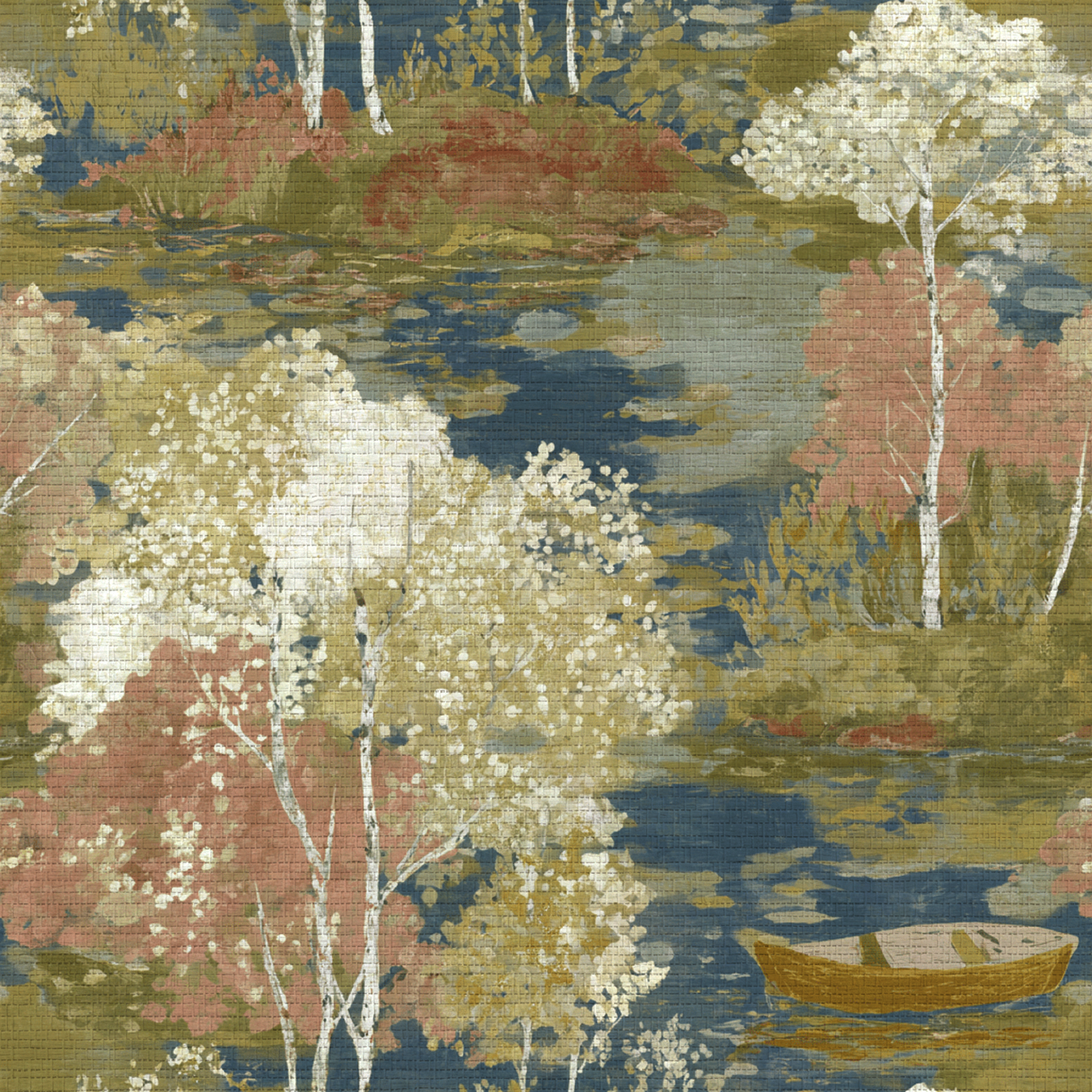 Gentle Country Faux Grasscloth Wallpaper