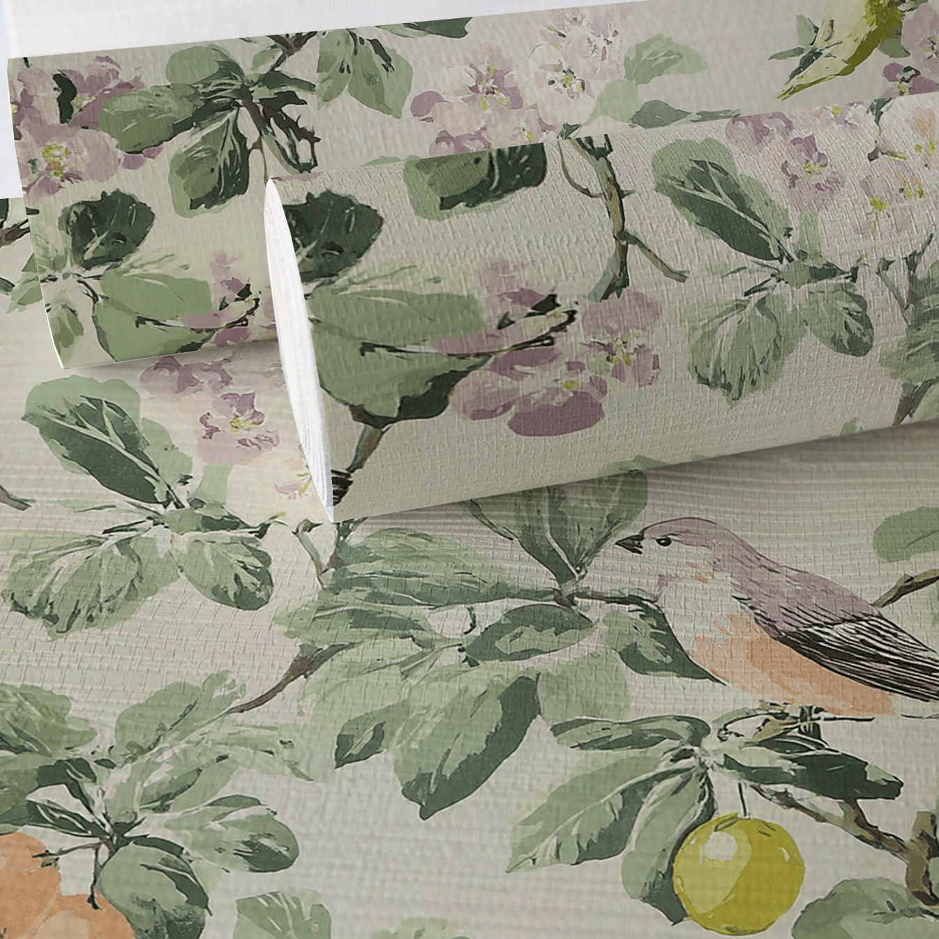 Gentle Songbird Faux Grasscloth Wallpaper