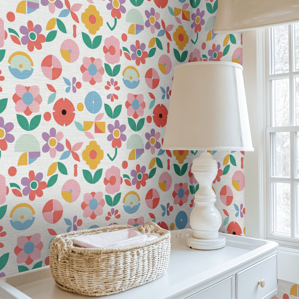 Geoflora Faux Grasscloth Wallpaper - Lemon Park