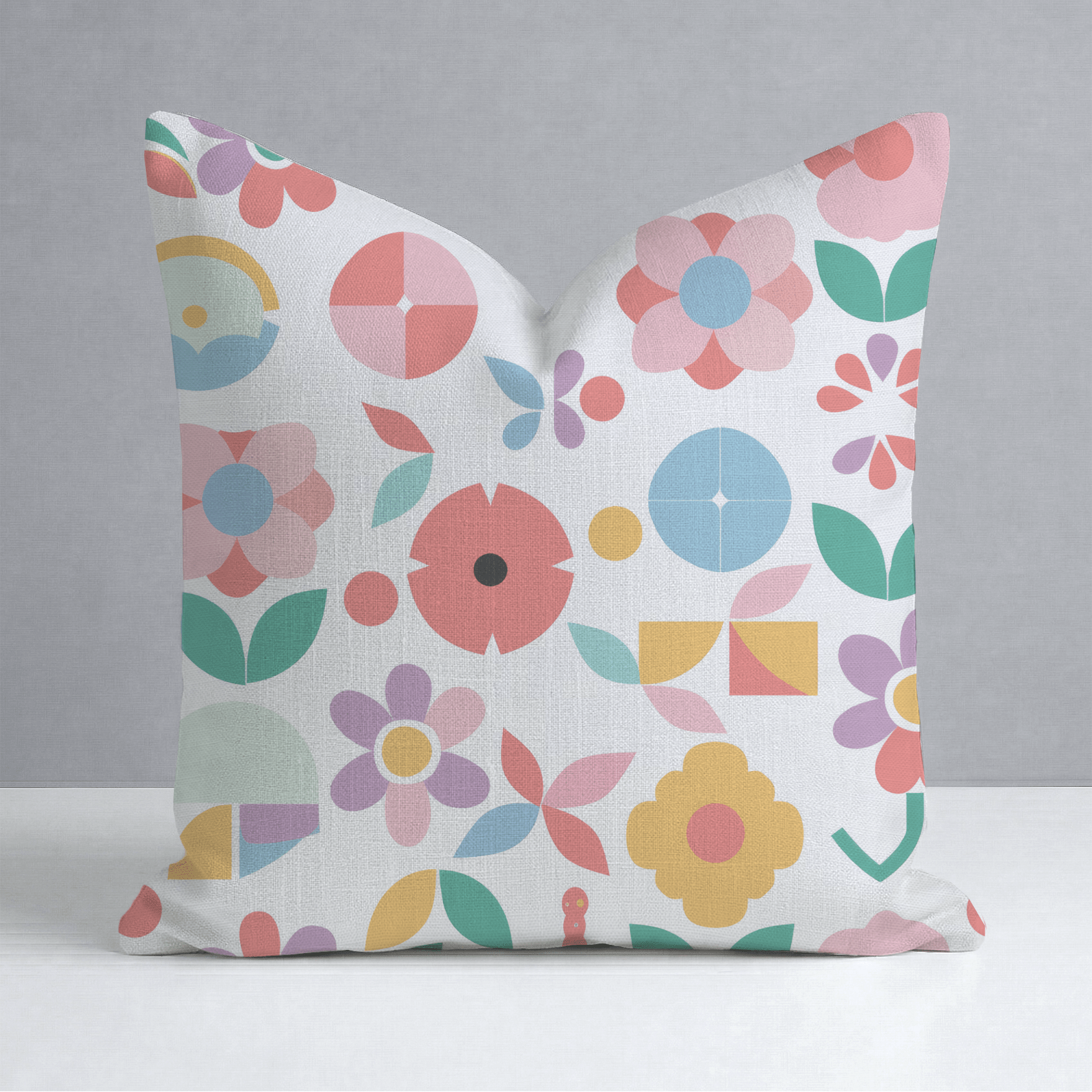 Geoflora Throw Pillow - Lemon Park