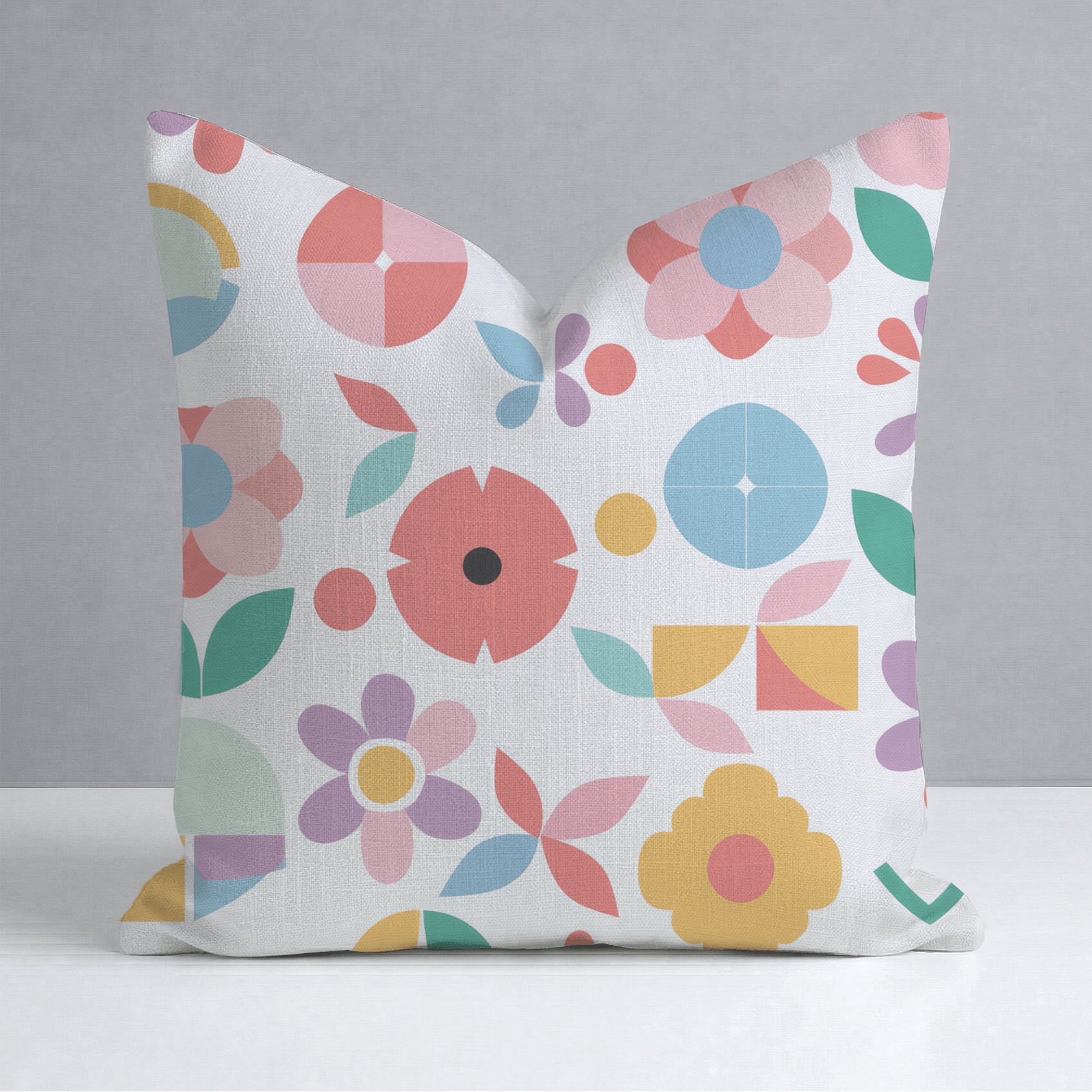 Geoflora Throw Pillow - Lemon Park