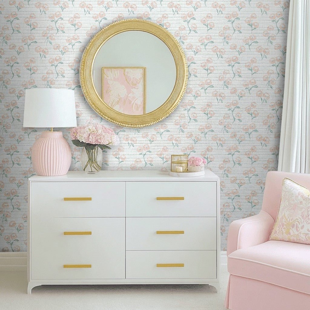 Georgia Peach Faux Grasscloth Wallpaper - Lemon Park