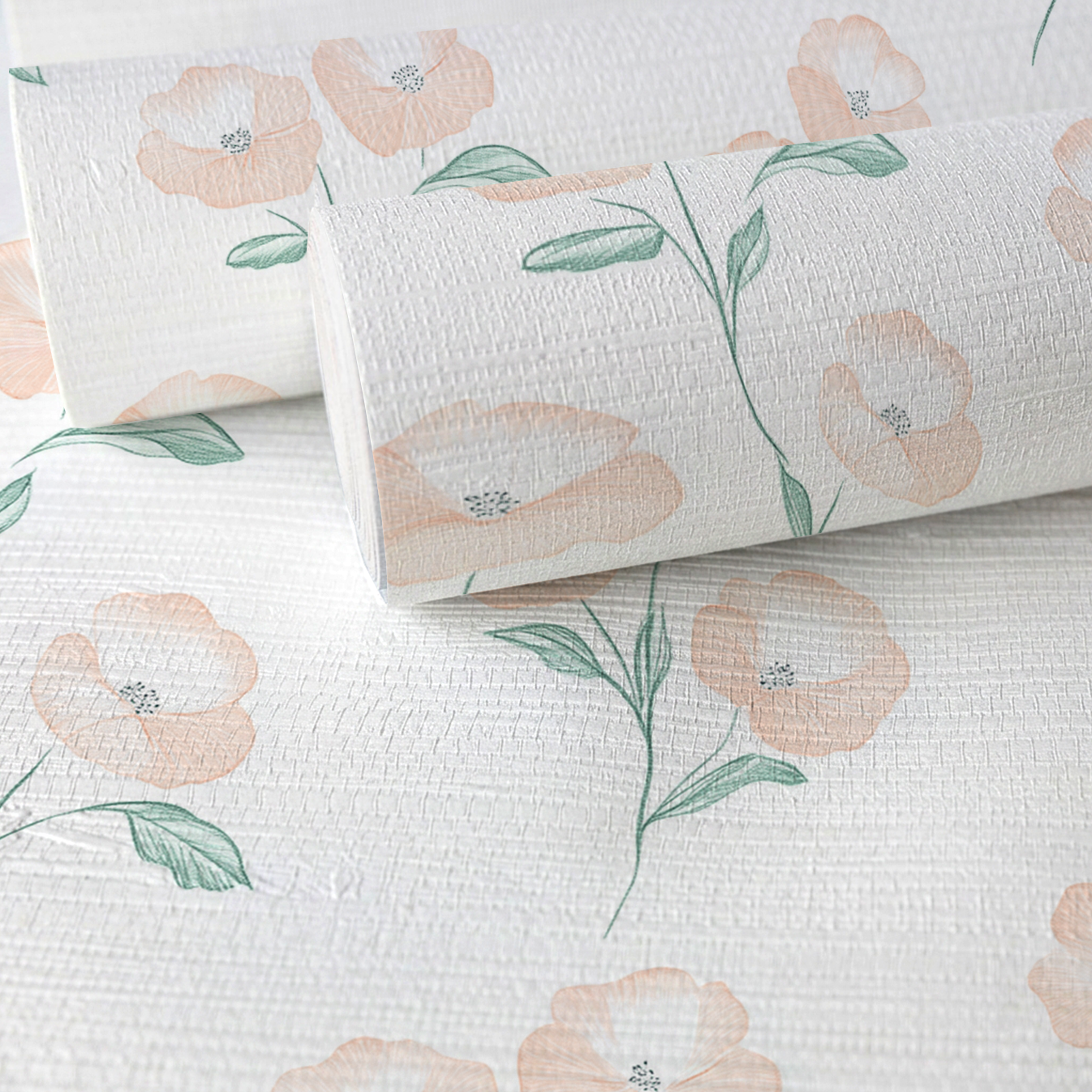 Georgia Peach Faux Grasscloth Wallpaper