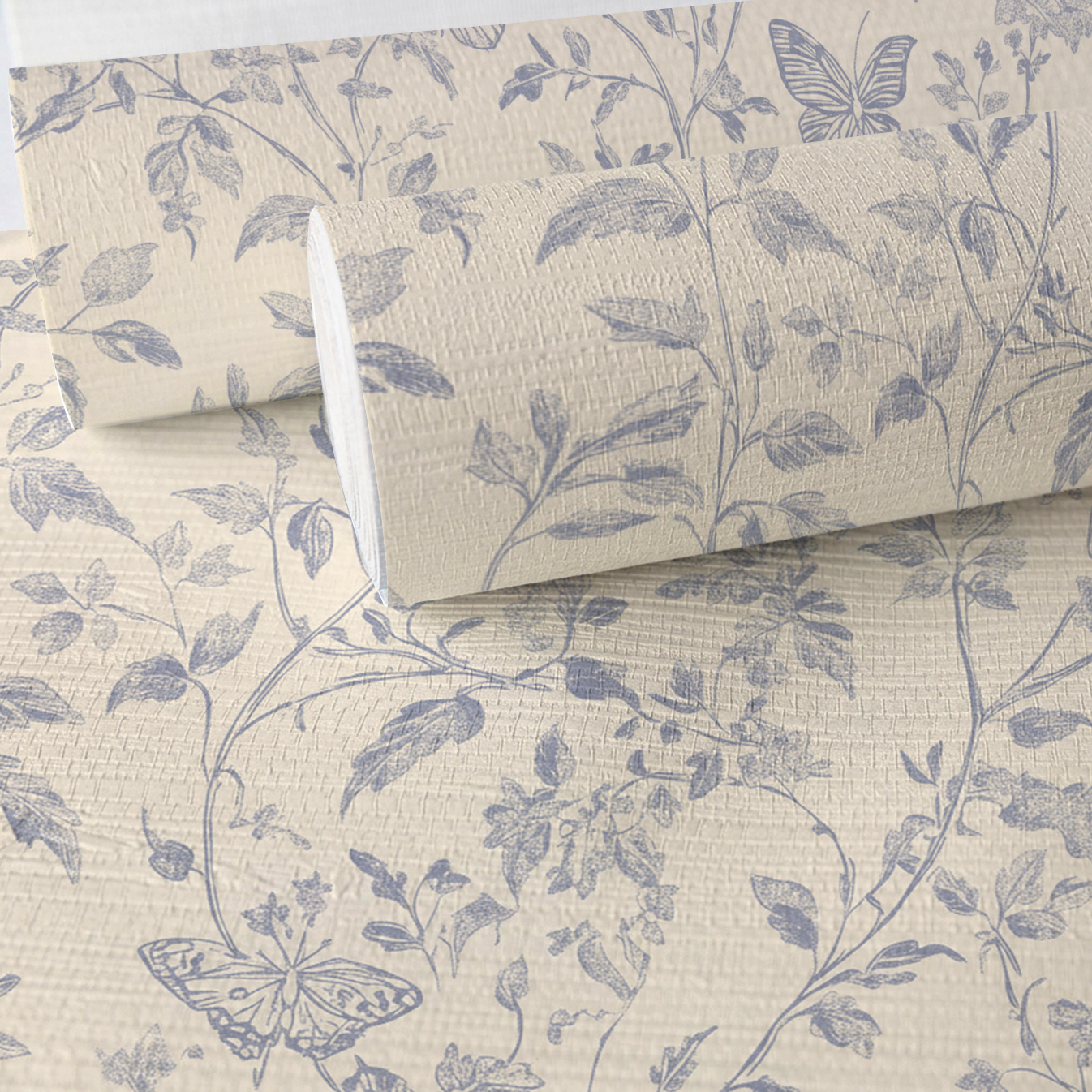 Germantown Blue Faux Grasscloth Wallpaper