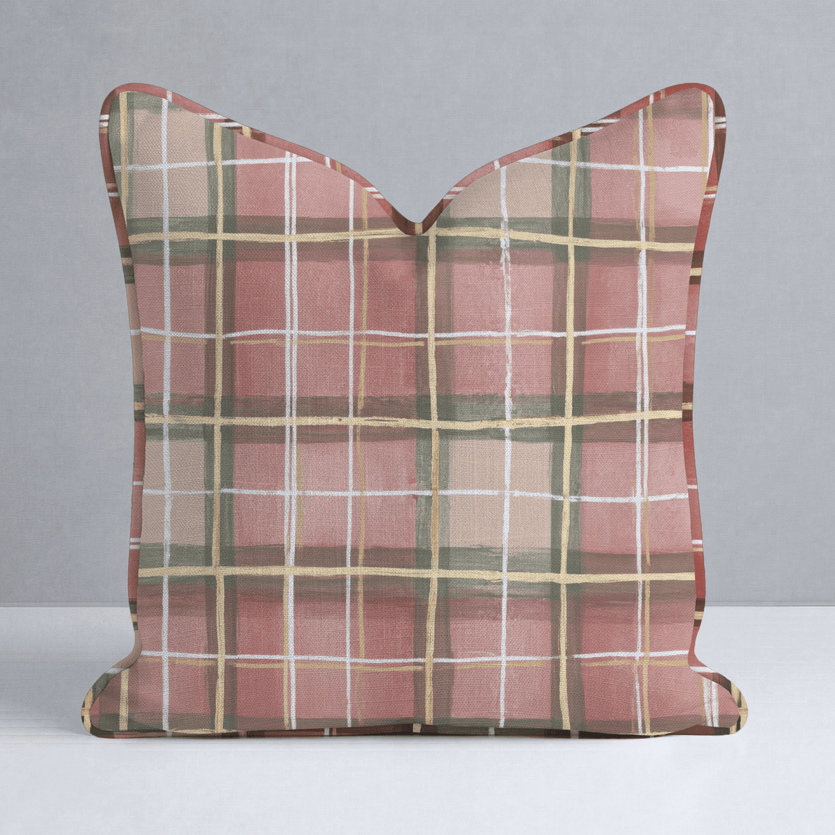 Gilded Rose Plaid Throw Pillow - Lemon Park