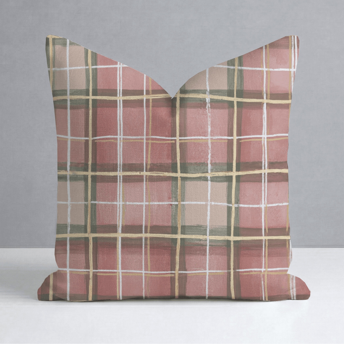 Gilded Rose Plaid Throw Pillow - Lemon Park