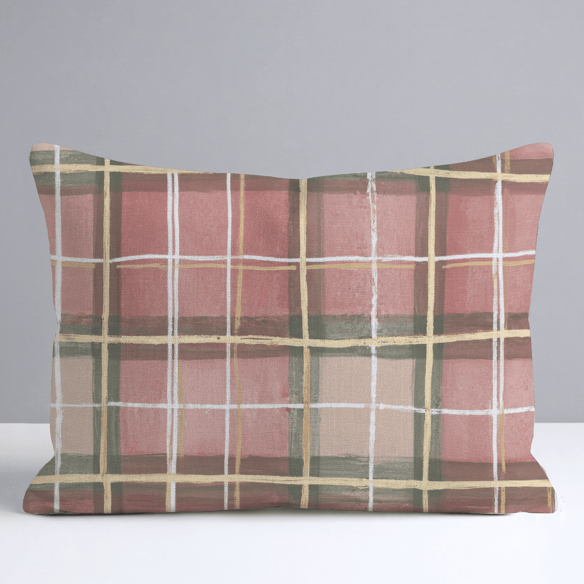 Gilded Rose Plaid Throw Pillow - Lemon Park