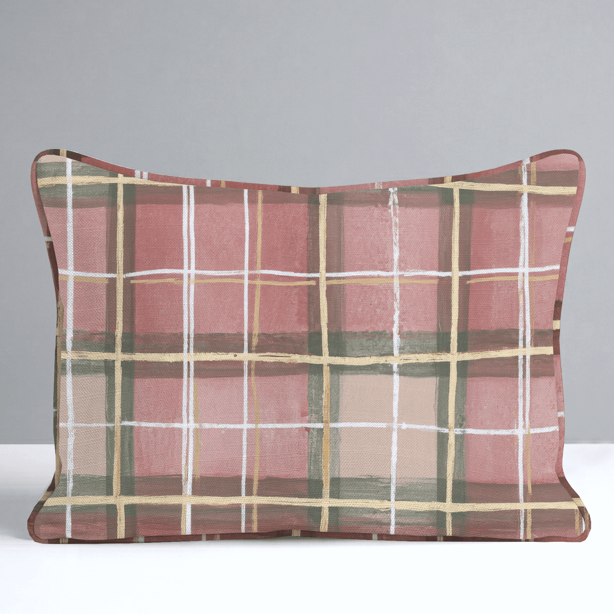 Gilded Rose Plaid Throw Pillow - Lemon Park