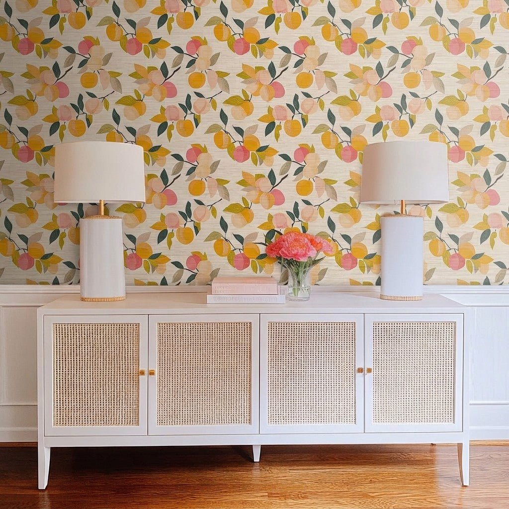 Ginger Faux Grasscloth Wallpaper - Lemon Park