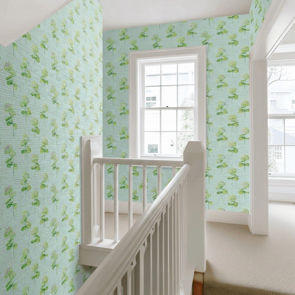 Glacial Ice Flowers Faux Grasscloth Wallpaper - Lemon Park