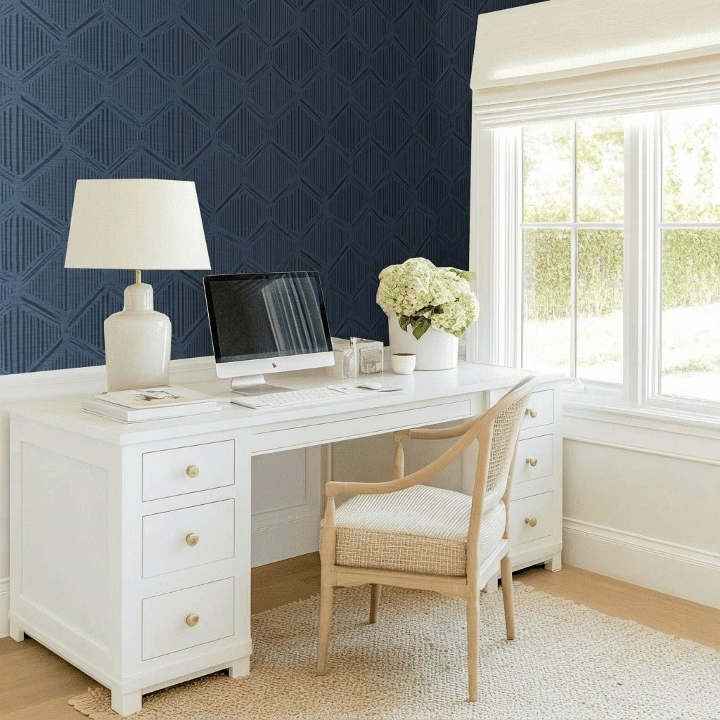 Glenmore Faux Grasscloth Wallpaper - Lemon Park
