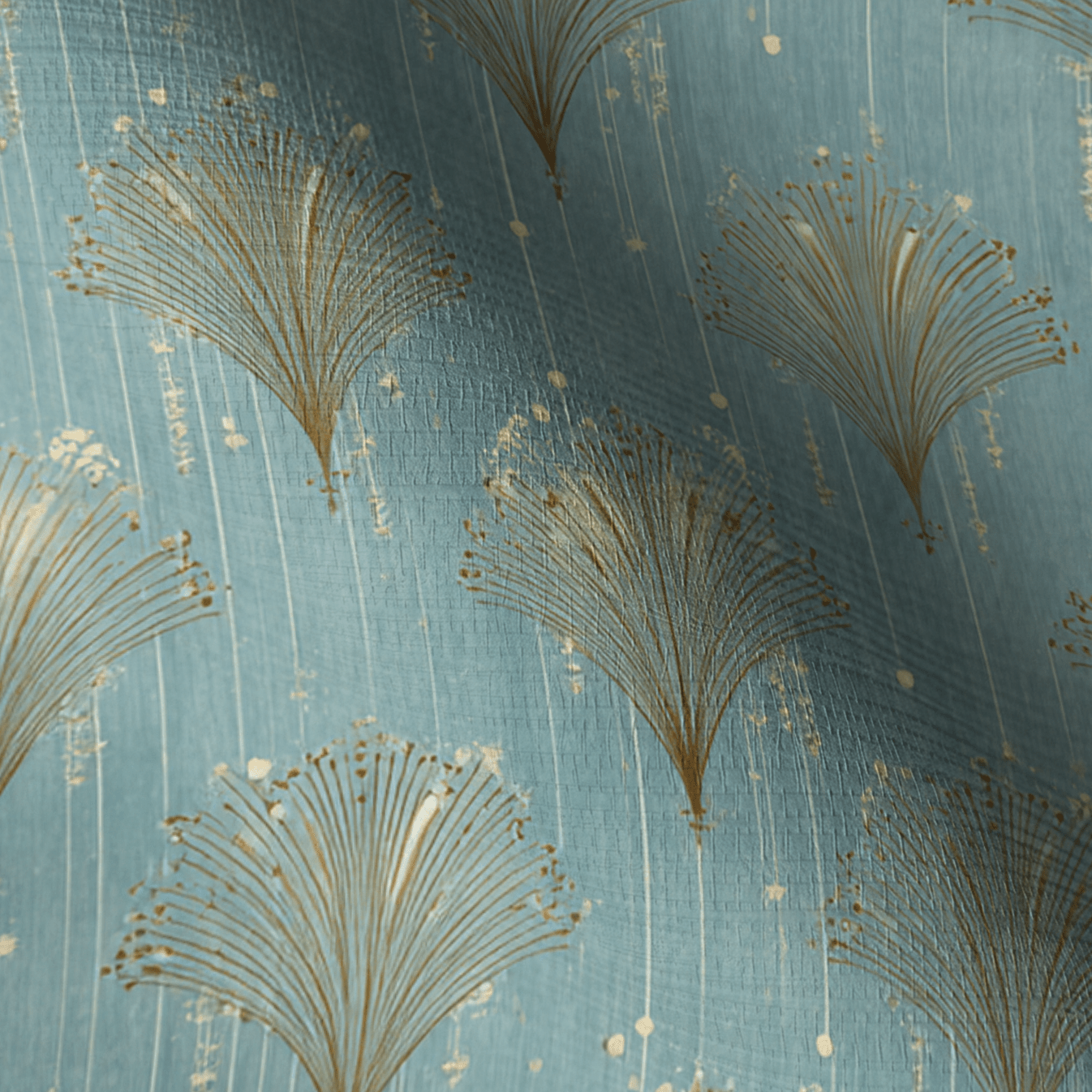 Gold Fanning Faux Grasscloth Wallpaper - Lemon Park