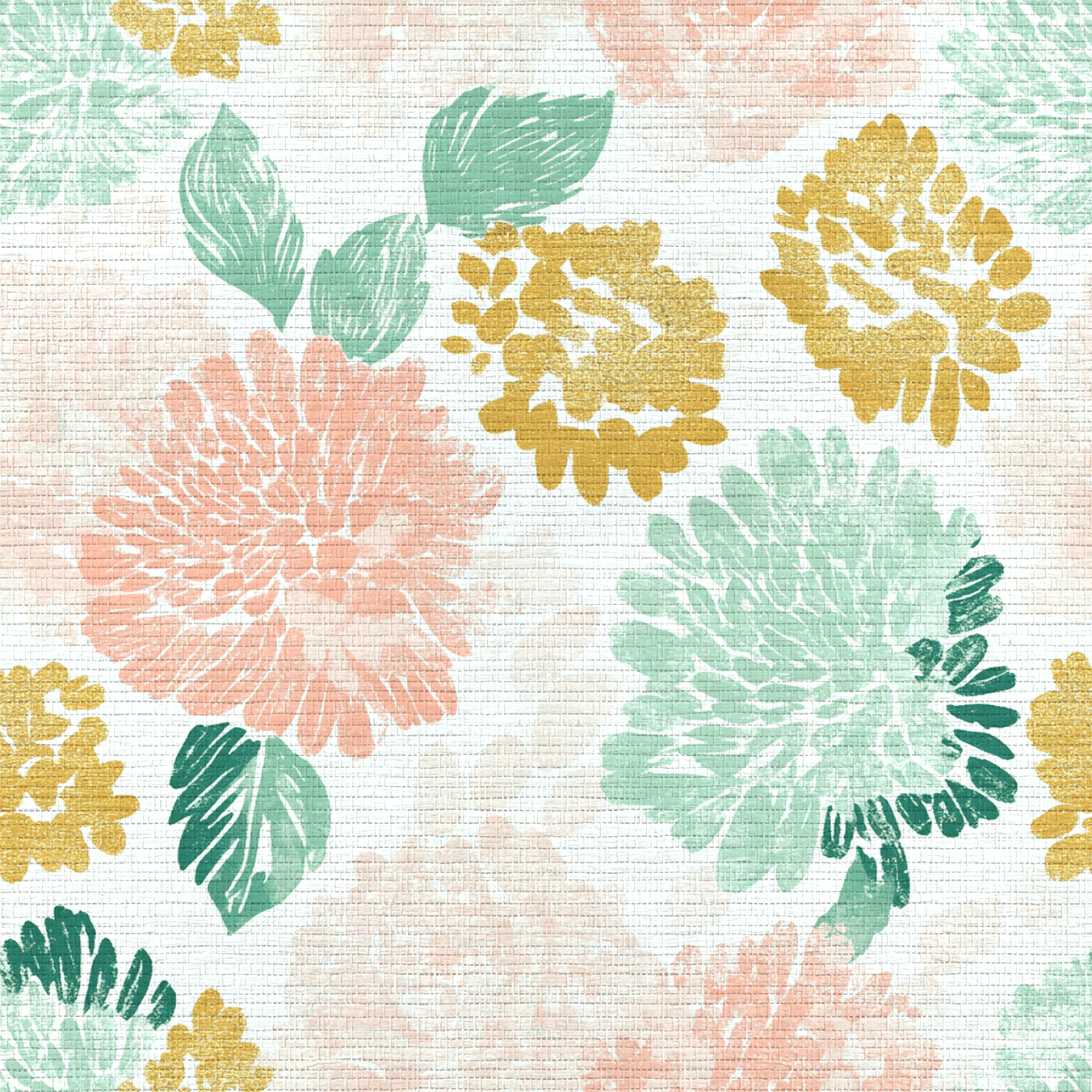 Golden Dahlia Faux Grasscloth Wallpaper - Lemon Park
