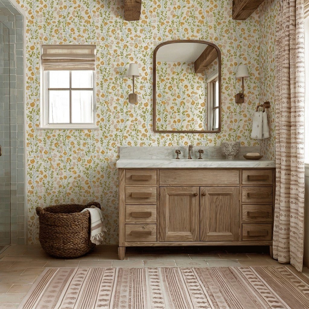 Golden Dandelion Faux Grasscloth Wallpaper - Lemon Park