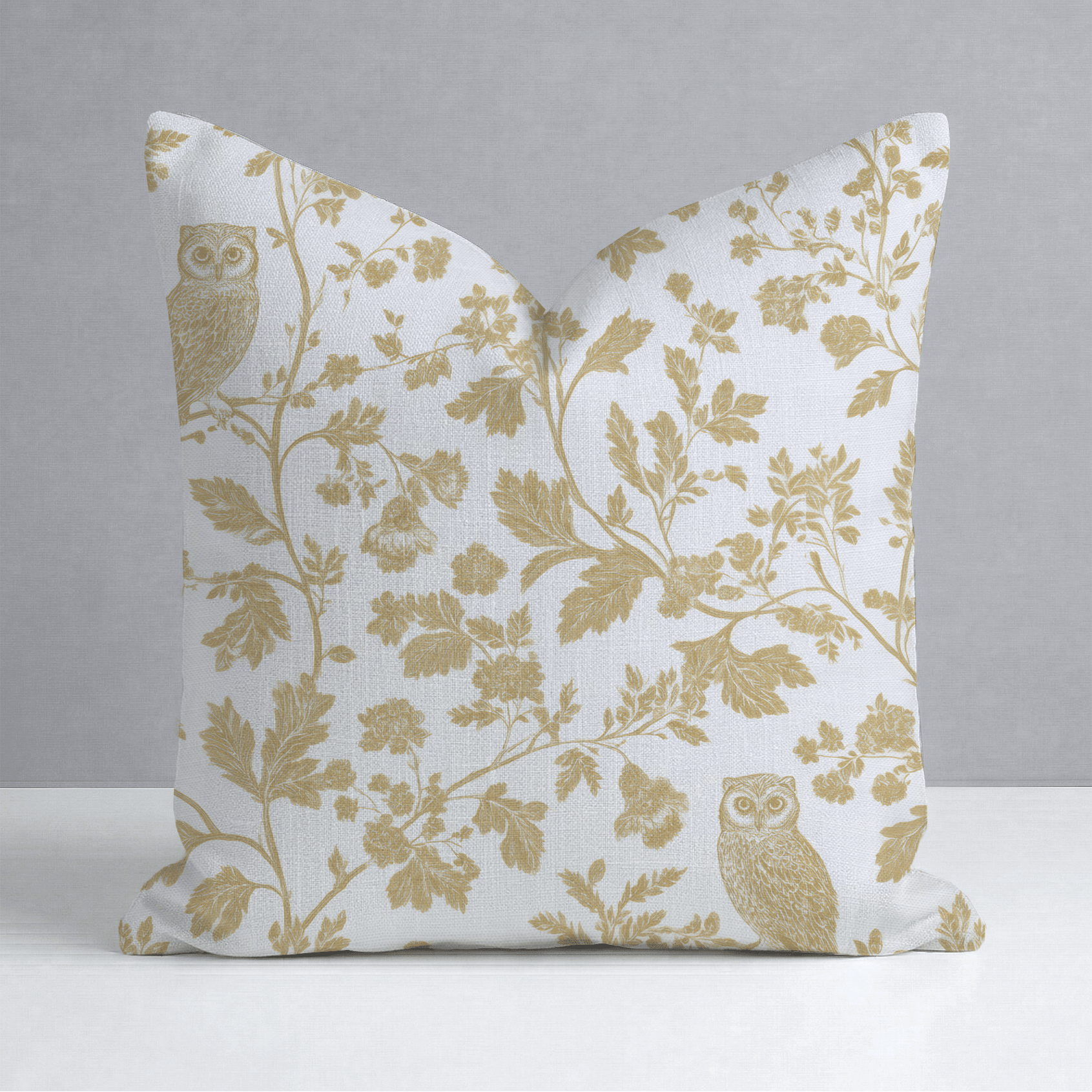 Golden Owl Friend Throw Pillow - Lemon Park