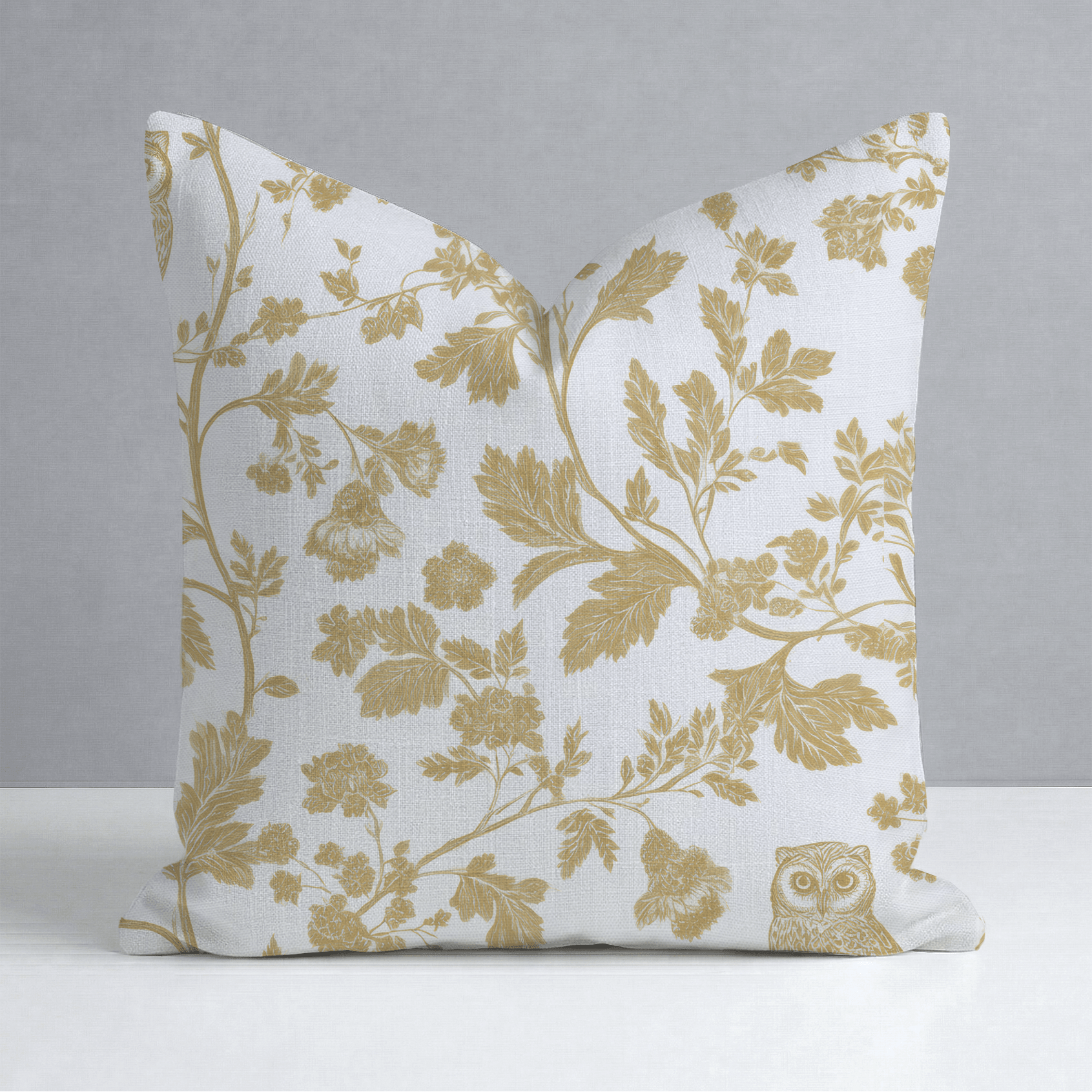Golden Owl Friend Throw Pillow - Lemon Park