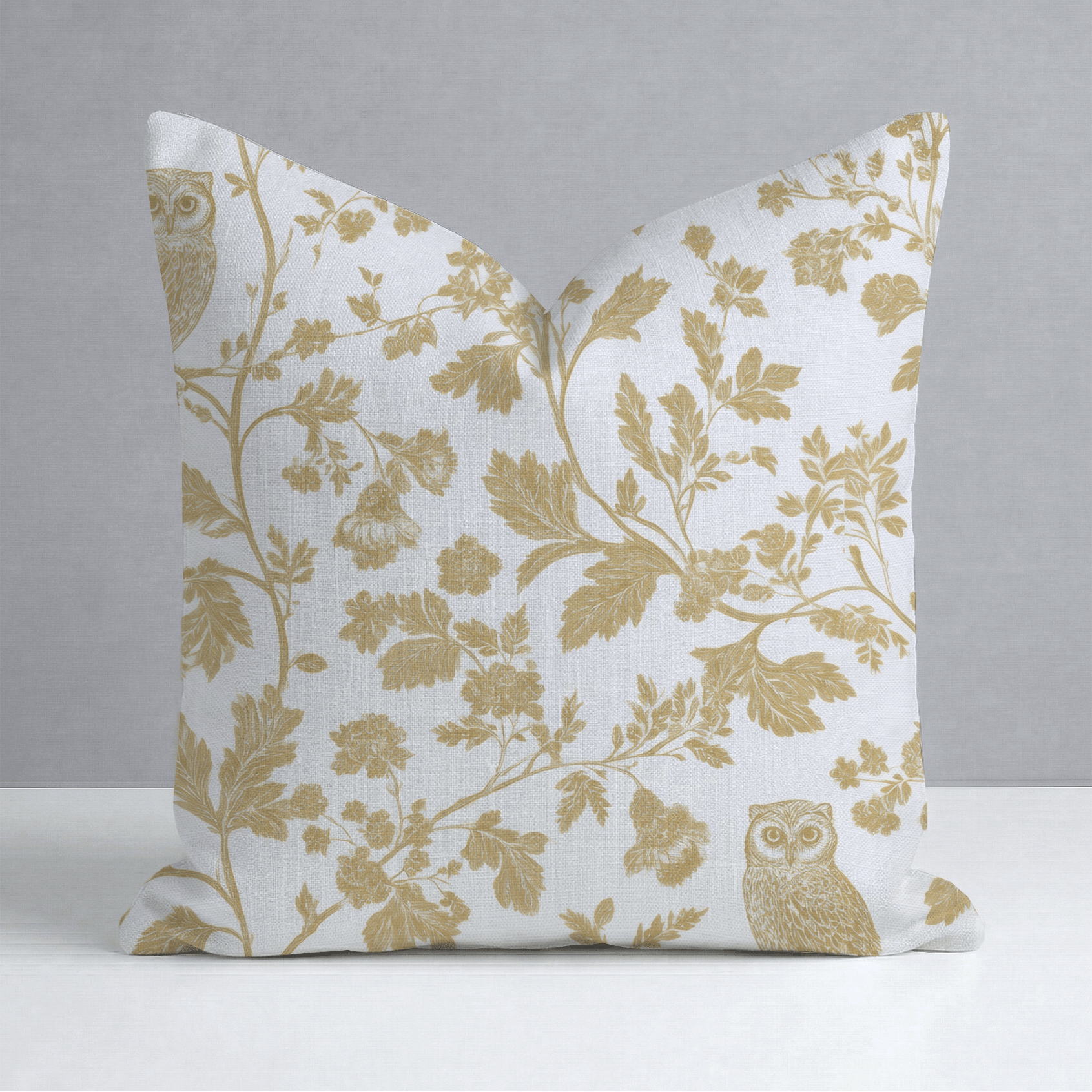 Golden Owl Friend Throw Pillow - Lemon Park
