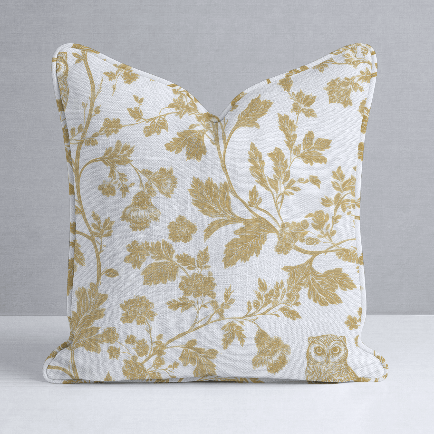 Golden Owl Friend Throw Pillow - Lemon Park