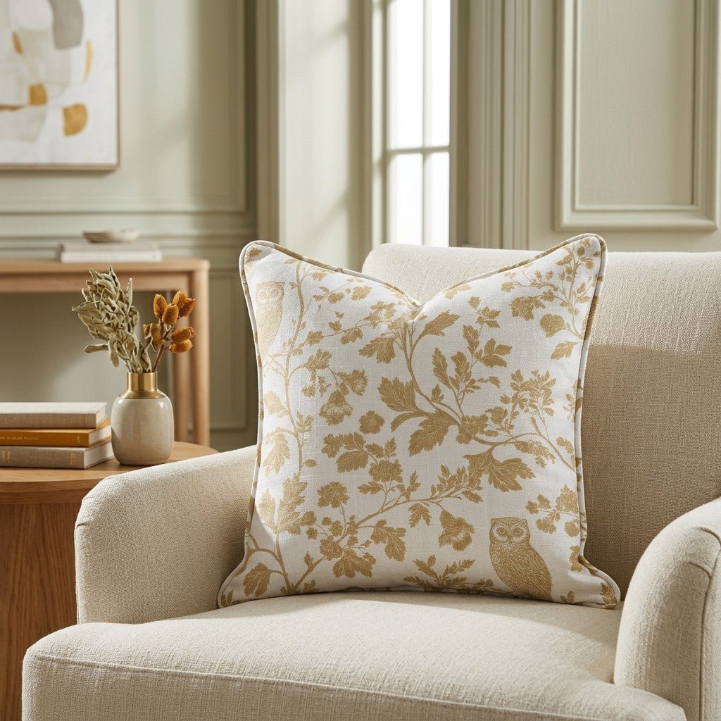 Golden Owl Friend Throw Pillow - Lemon Park