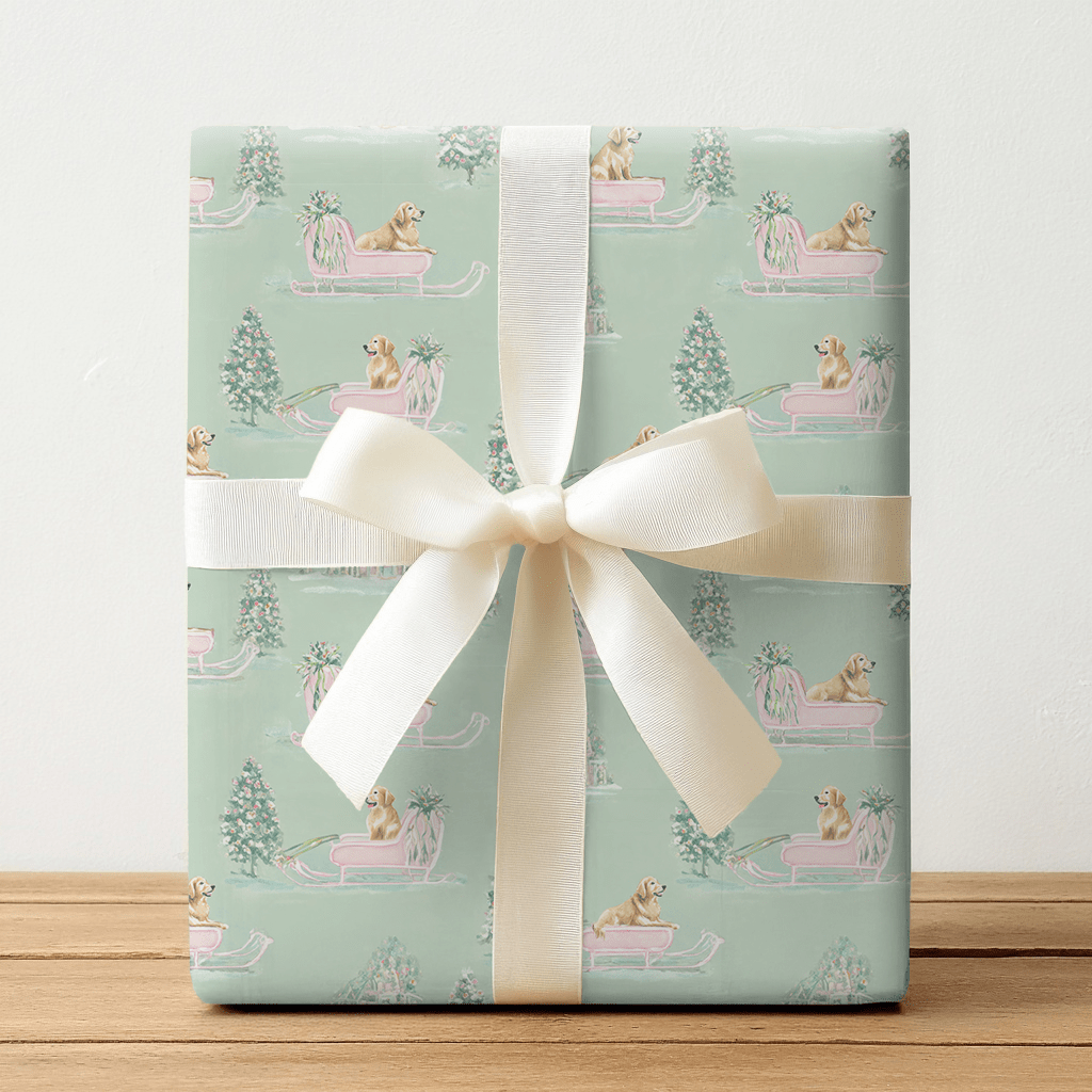 Golden Sleigh - Wrapping Paper - Lemon Park